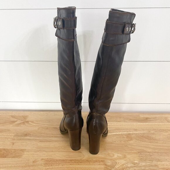 Nine West Tall Brown Leather Pull on Heel Boots, Women’s Size 6 - Picture 7 of 12